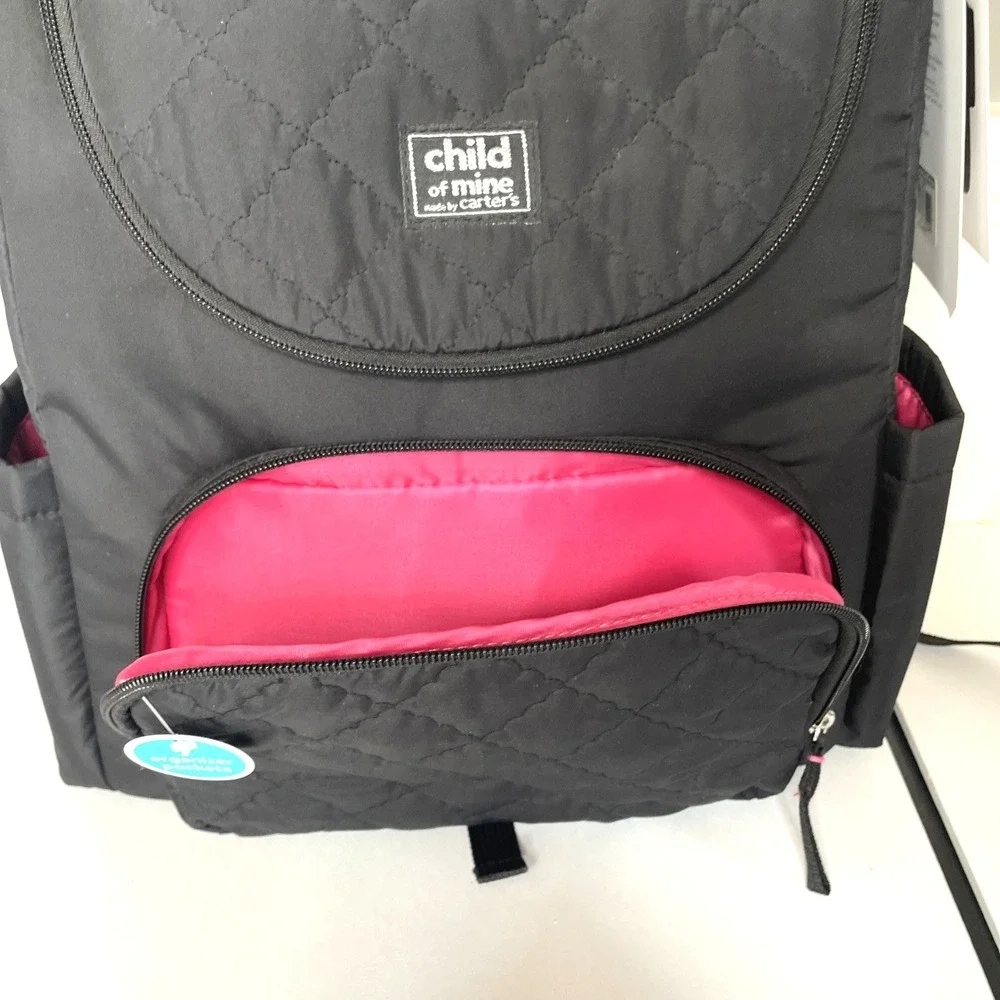 Child of Mine by Carter's Trellis Quilted Diaper Backpack - Black Quilted